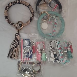 Wristlet Keychain Bangle Keyring Circle Key Ring Leather Tassel Bracelet Fashion
